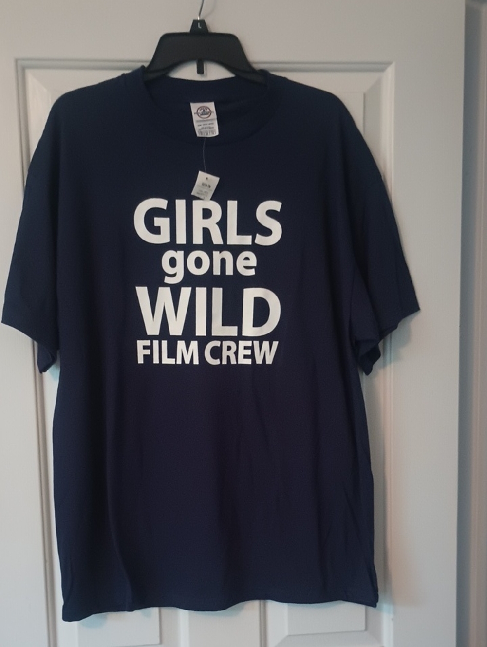 New Delta Navy Graphic Tee with White 'GIRLS gone WILD FILM CREW' Print Size XL